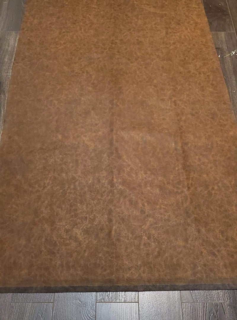 NAT Leathers | Brown Distressed 2 Tone Oily Faux Vegan Leather PU (Peta Approved Vegan) | 1 Yard 36 inch x 54 inch Cut by Yard Pleather 0.9 mm Upholstery | Brown Crazy Horse Distress 36"X54" - Image 2
